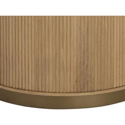 Palmerston Modern Classic Natural Oak Brushed Gold Steel Round Side Table|