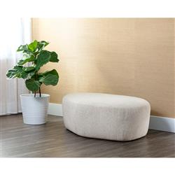 Fannie Modern Classic Dove Cream Upholstered Curved Ottoman|