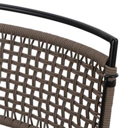 Burton Coastal Beach Brown Woven Rope Black Iron Outdoor Dining Side Chair|