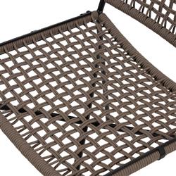 Burton Coastal Beach Brown Woven Rope Black Iron Outdoor Dining Side Chair|