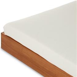 Kisha Modern Classic Cream Upholstered Natural Teak Outdoor Double Chaise|