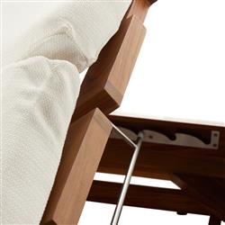 Kisha Modern Classic Cream Upholstered Natural Teak Outdoor Double Chaise|