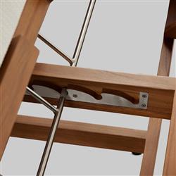 Kisha Modern Classic Cream Upholstered Natural Teak Outdoor Double Chaise|