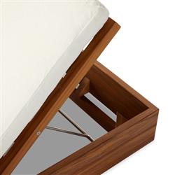 Kisha Modern Classic Cream Upholstered Natural Teak Outdoor Double Chaise|