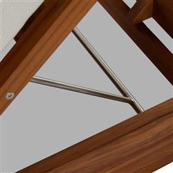 Kisha Modern Classic Cream Upholstered Natural Teak Outdoor Double Chaise|