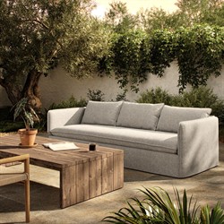 Andrew Modern Grey Slipcovered Outdoor Sofa - 96"W|