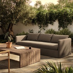 Andrew Modern Brown Slipcovered Outdoor Sofa - 96"W|