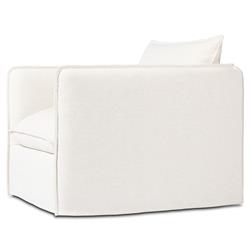 Andrew Modern Off White Upholstered Linen Outdoor Swivel Arm Chair|