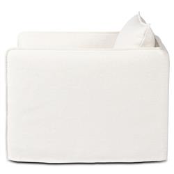 Andrew Modern Off White Upholstered Linen Outdoor Swivel Arm Chair|