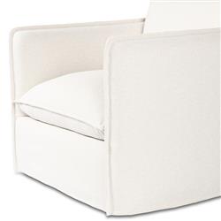 Andrew Modern Off White Upholstered Linen Outdoor Swivel Arm Chair|