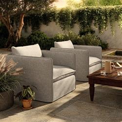 Andrew Modern Grey Upholstered Outdoor Swivel Arm Chair|