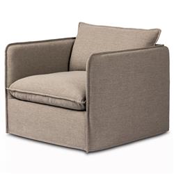 Andrew Modern Brown Upholstered Outdoor Swivel Arm Chair|