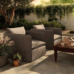 Andrew Modern Brown Upholstered Outdoor Swivel Arm Chair|