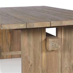 Aisha Rustic Natural Reclaimed Teak Rectangular Outdoor Dining Table - 92.5"W|