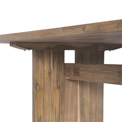 Aisha Rustic Natural Reclaimed Teak Rectangular Outdoor Dining Table - 92.5"W|