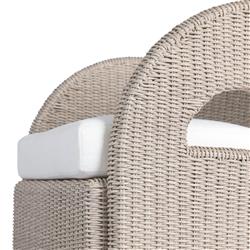 Alexander Coastal Off White Upholstered Beige Wicker Outdoor Swivel Arm Chair|