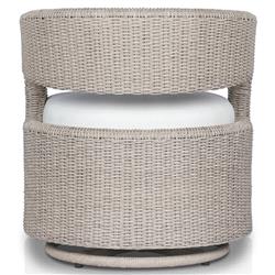 Alexander Coastal Off White Upholstered Beige Wicker Outdoor Swivel Arm Chair|