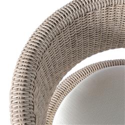 Alexander Coastal Off White Upholstered Beige Wicker Outdoor Swivel Arm Chair|