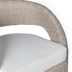 Alexander Coastal Off White Upholstered Beige Wicker Outdoor Swivel Arm Chair|