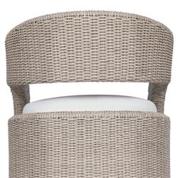 Alexander Coastal Off White Upholstered Beige Wicker Outdoor Swivel Arm Chair|
