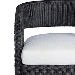 Alexander Coastal Off White Upholstered Black Wicker Outdoor Swivel Arm Chair|