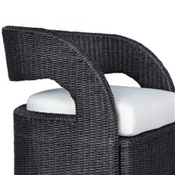 Alexander Coastal Off White Upholstered Black Wicker Outdoor Swivel Arm Chair|