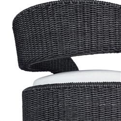 Alexander Coastal Off White Upholstered Black Wicker Outdoor Swivel Arm Chair|