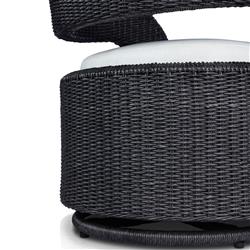 Alexander Coastal Off White Upholstered Black Wicker Outdoor Swivel Arm Chair|