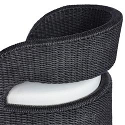 Alexander Coastal Off White Upholstered Black Wicker Outdoor Swivel Arm Chair|