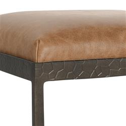 Geraldine Industrial Loft Tan Upholstered Leather Bronze Iron Counter Stool|
