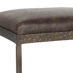 Geraldine Industrial Loft Brown Upholstered Leather Bronze Iron Counter Stool|