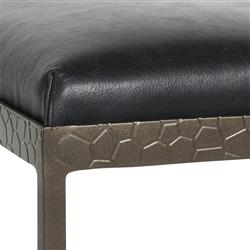 Geraldine Industrial Loft Black Upholstered Leather Bronze Iron Counter Stool|