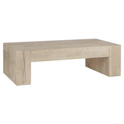 Brissy Rustic Lodge Cream Oak Wood Rectangular Coffee Table|