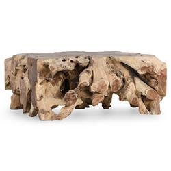 Prescy Coastal Beach Natural Teak Root Square Coffee Table|