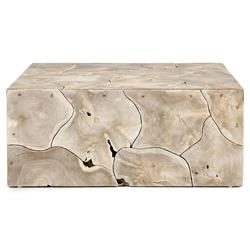 Valerie Coastal Beach Bleached Teak Square Block Coffee Table|