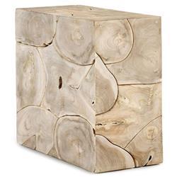 Valerie Coastal Beach Bleached Teak Rectangular Block End Table|