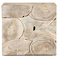 Valerie Coastal Beach Bleached Teak Rectangular Block End Table|