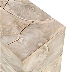 Valerie Coastal Beach Bleached Teak Rectangular Block End Table|