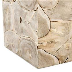 Valerie Coastal Beach Bleached Teak Rectangular Block End Table|