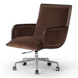 Sullivan Rustic Brown Velvet Upholstered Aluminum Adjustable Swivel Office Chair|