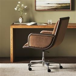 Sullivan Rustic Brown Velvet Upholstered Aluminum Adjustable Swivel Office Chair|