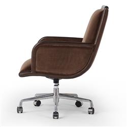 Sullivan Rustic Brown Velvet Upholstered Aluminum Adjustable Swivel Office Chair|