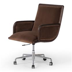 Sullivan Rustic Brown Velvet Upholstered Aluminum Adjustable Swivel Office Chair|