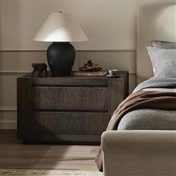 Oliver Rustic Lodge Dark Brown Oak Wood 2 Drawer Nightstand|