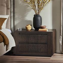 Oliver Rustic Lodge Dark Brown Oak Wood 2 Drawer Nightstand|