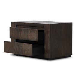 Oliver Rustic Lodge Dark Brown Oak Wood 2 Drawer Nightstand|