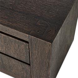 Oliver Rustic Lodge Dark Brown Oak Wood 2 Drawer Nightstand|