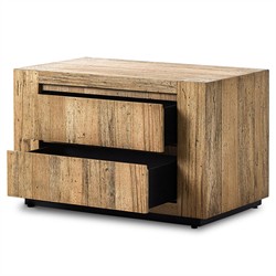 Oliver Rustic Lodge Brown Oak Wood 2 Drawer Nightstand|