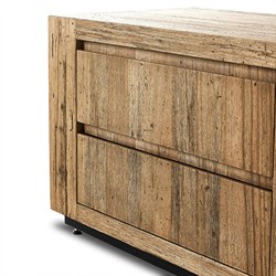 Oliver Rustic Lodge Brown Oak Wood 2 Drawer Nightstand|