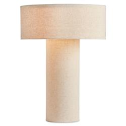 Havelin Mid Century Beige Linen Covered Antique Brass Table Lamp|